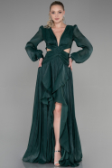 Robe de Soirée Longue Mousseline Émeraude ABU3397
