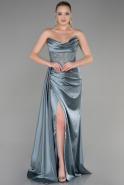 Turquoise Long Satin Evening Dress ABU3683