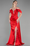 Robe de Soirée Longue Satin Rouge ABU3398