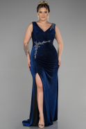 Robe de Soirée Grande Taille Longue Bleu Saxe ABU3439