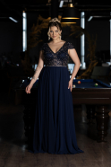 Robe de Soirée Grande Taille Longue Mousseline Bleu Marine ABU3441