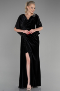 Robe Queue de Poisson Longue Velours Noir ABU3369