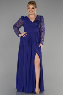 Robe Grande Taille Longue Mousseline Violet ABU3264