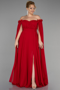 Robe Grande Taille Longue Mousseline Rouge ABU3464