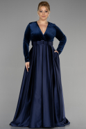 Long Navy Blue Velvet Oversized Evening Dress ABU3389