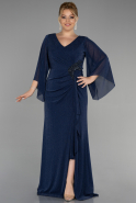 Robe de Soirée Grande Taille Longue Bleu Marine ABU3486