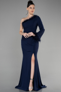 Robe Grande Taille Longue Bleu Marine ABU3518