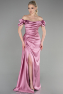 Pink Long Satin Engagement Dress ABU1606