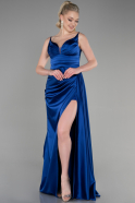 Long Sax Blue Satin Prom Gown ABU3635