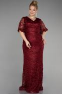 Long Burgundy Laced Plus Size Engagement Dress ABU3614