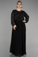 Robes De Haute Couture En Grandes Tailles Longue Mousseline Noir ABU3652