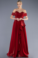 Robe De Soirée Satin Longue Rouge ABU3701