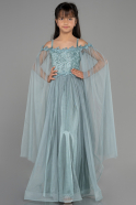 Turquoise Long Girl Dress ABU3029