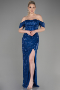 Long Sax Blue Scaly Evening Dress ABU3766