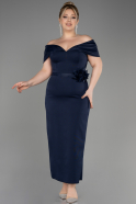 Midi Navy Blue Plus Size Cocktail Dress ABK2015