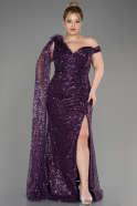 Robe De Fiançailles Grande Taille Longue Squameuse Violet ABU3859