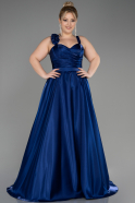 Robe De Fiançailles Grande Taille Longue Bleu Marine ABU3752