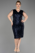 Robe Grande Taille Midi Bleu Marine ABK1730