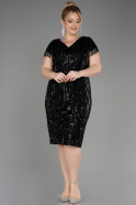 Robe De Invitation Grande Taille Midi Squameuse Noir ABK2028