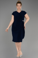 Robe De Invitation Grande Taille Midi Bleu Marine ABK2029