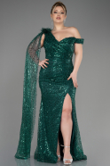 Emerald Green Slit Scaly Long Plus Size Evening Dress ABU3859