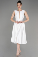 Robe de Cérémonie Midi Satin Blanc ABK2041