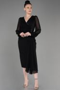 Robe De Invitation Grande Taille Midi Noir ABK2054