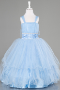 Robe de Mariage Pour Enfant Longue Bleu ABU3900