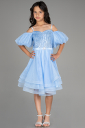 Robe de Soirée Enfants Courte Bleu ABK1715