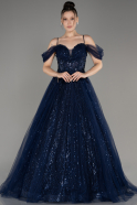 Robe De Soirée Longue Bleu Marine ABU2805