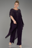 Robe De Soirée Grande Taille Mousseline Violet Foncé ABT111