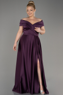 Robe De Soirée Grande Taille Satin Longue Violet Foncé ABU2355
