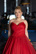 Robe De Fiançailles Grande Taille Longue Rouge ABU3619