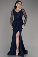 Robe de Soirée Longue Bleu Marine ABU3283