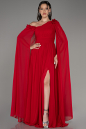 Robe de Soirée Grande Taille Longue Mousseline Rouge ABU4002