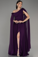 Robe de Soirée Grande Taille Longue Mousseline Violet Foncé ABU4002