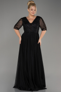 Robe Grande Taille Longue Noir ABU3844