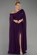 Robe de Soirée Grande Taille Longue Mousseline Violet Foncé ABU4002