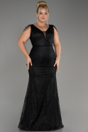 Robe De Fiançailles Grande Taille Longue Noir ABU4056