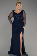 Robe de Soirée Grande Taille Longue Bleu Marine ABU3284