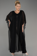 Robe De Invitation Grande Taille Mousseline Noir ABT112