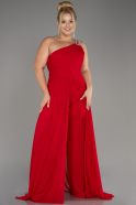 Robe De Invitation Grande Taille Mousseline Rouge ABT119