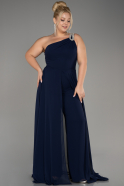 Robe De Invitation Grande Taille Mousseline Bleu Marine ABT119