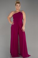 Robe De Invitation Grande Taille Mousseline Prune ABT119