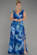 Robe De Soirée Grande Taille Longue Bleu Saxe ABU4050