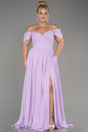 Robe De Soirée Grande Taille Mousseline Longue Lilas ABU3738