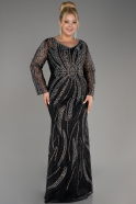 Robe de Soirée Grande Taille Longue Lacé Noir ABU4052