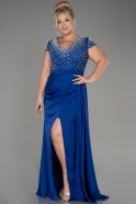 Robe De Soirée Grande Taille Longue Satin Bleu Saxe ABU4053