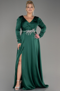 Robe De Fiançailles Grande Taille Satin Longue Émeraude ABU3941