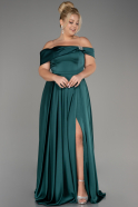 Robe De Soirée Grande Taille Longue Satin Émeraude ABU4054